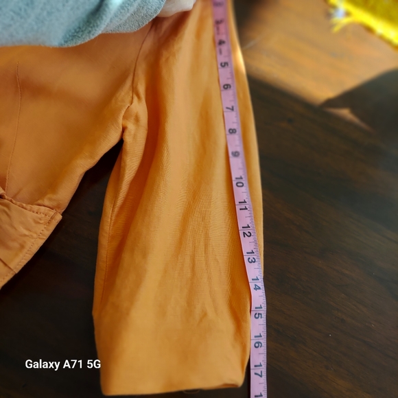Vintage Larry Levine Orange Linen Blend Cropped 3/4 Sleeve Jacket Sz M - Picture 15 of 17